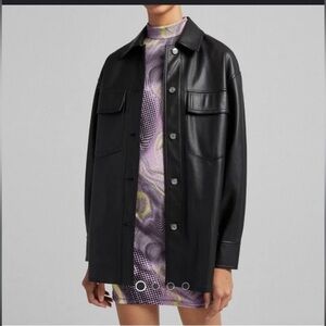 Bershka Faux Leather Black Shacket